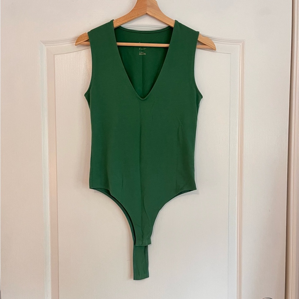 Green V-Neck Bodysuit